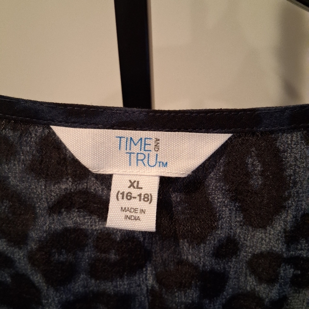 Blue & Black Leopard Print Dress by Time And Tru, Size XL - Picture 3 of 6